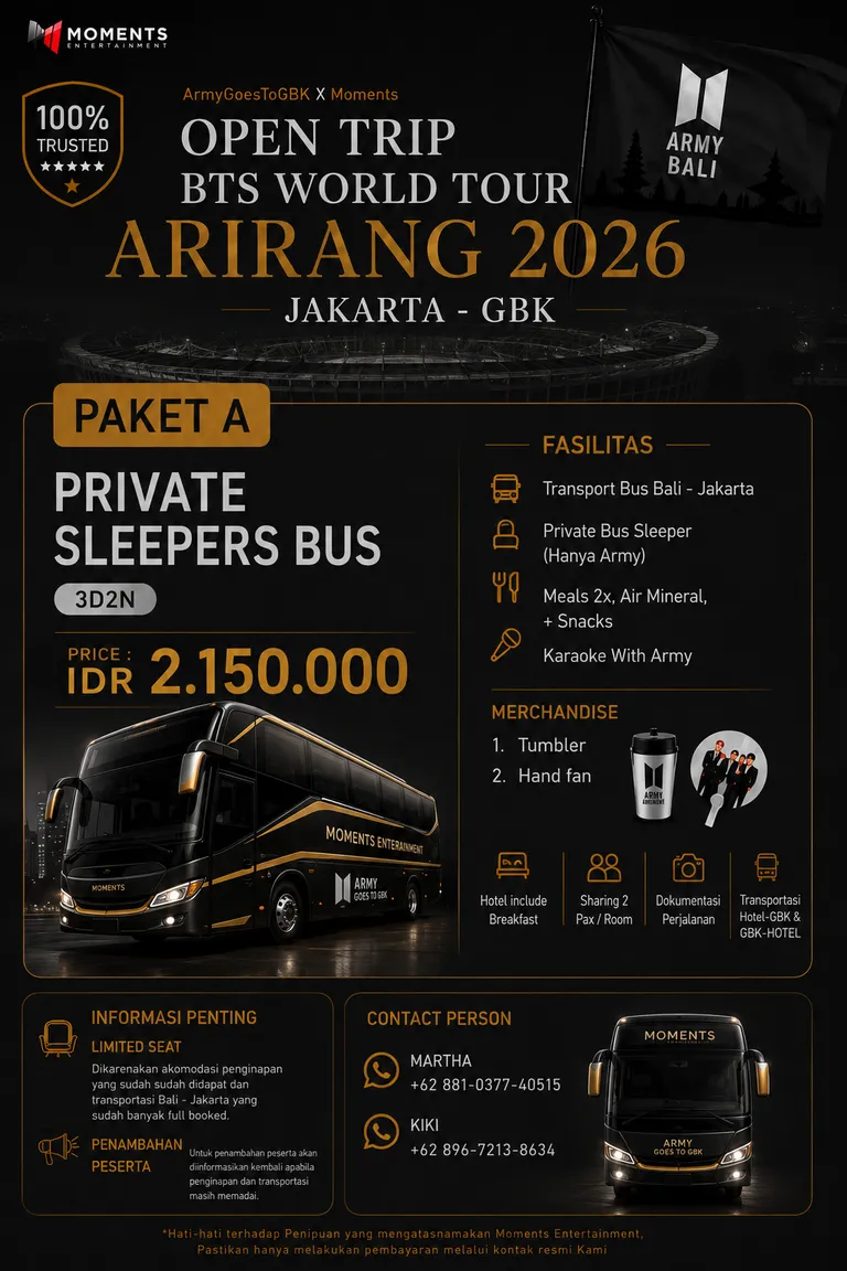 OpenTrip Paket A BTS Arirang Bali - JKT