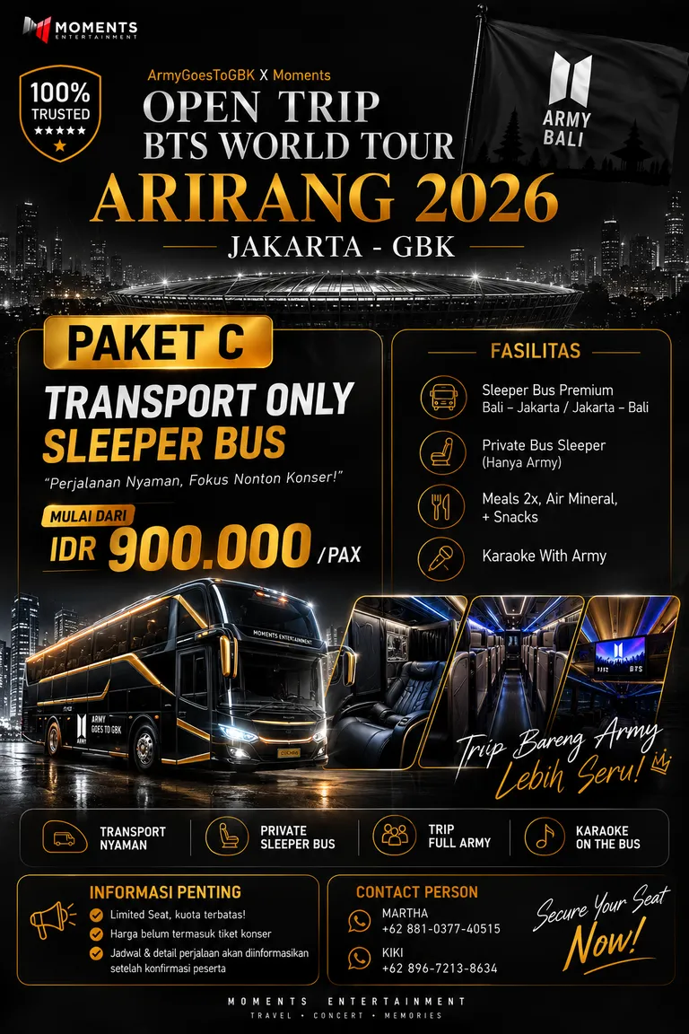 OpenTrip Paket C Transport Only BTS Arirang Bali - Jakarta